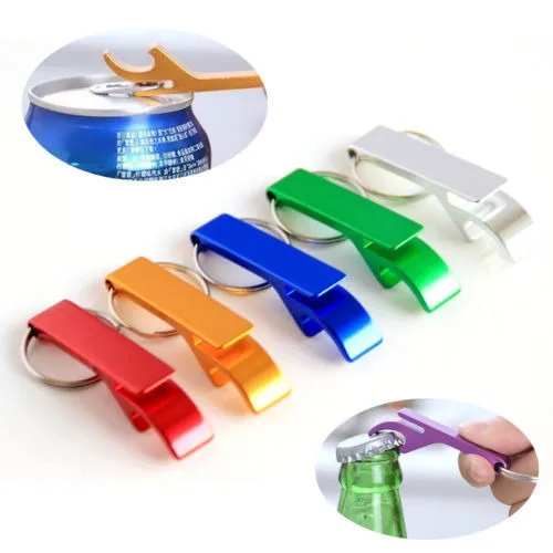 Portable Beer Wine Bottle Opener Keyrings Keychains Aluminum Alloy Metal Keyfob Tin Beer Beverage Openers Kitchen Tools GGA359 300PCS