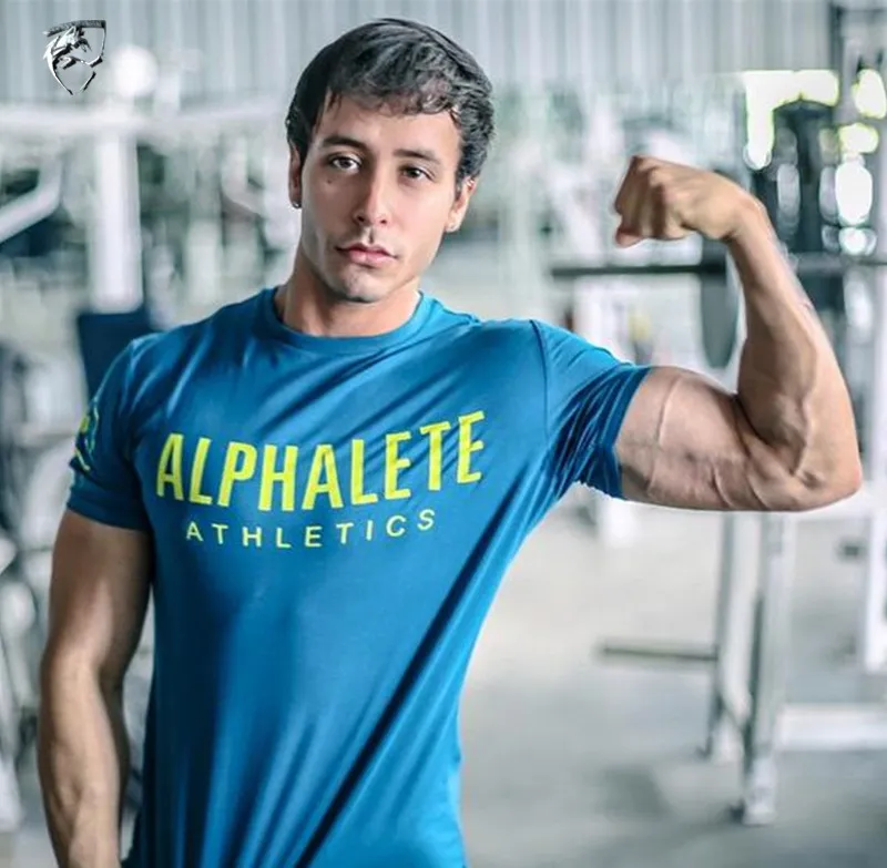 ALPHALETE 2018 Mens Cotton Gym T Shirt Slim Fit Crossfit With