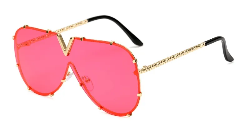 Onepiece męskie okulary przeciwsłoneczne projektanty marki kobiety okulary przeciwsłoneczne steampunk duży wiatroodporny lustro duże złoto 20186785176