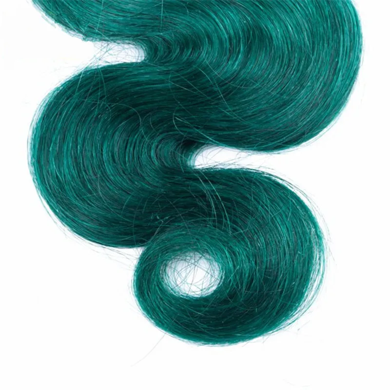 Extension de cheveux verts deux tons avec fermeture à lacets, mèches naturelles Body Wave ombrées, cheveux européens doux et lisses, 3 pièces