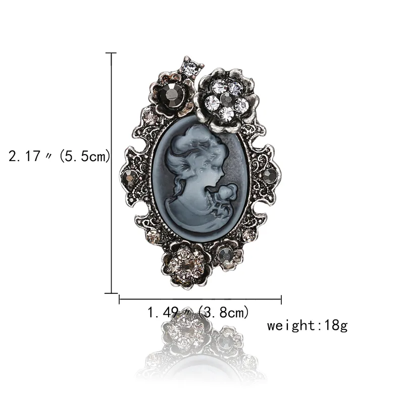 Rhinestone Modne Malarstwo Hollow Out Flower Vintage Styl Cameo Beauty Head Broszka Elegancka Antyczne Bukiet Ślubny Broszki Piny