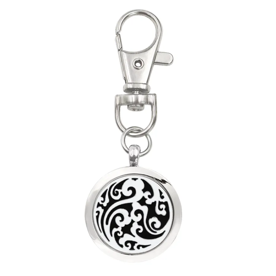 Tree of life Round cloud Essential Oil Aroma Diffuser Perfume Locket with Lobster clasp Keychain keyring With Pads color298L