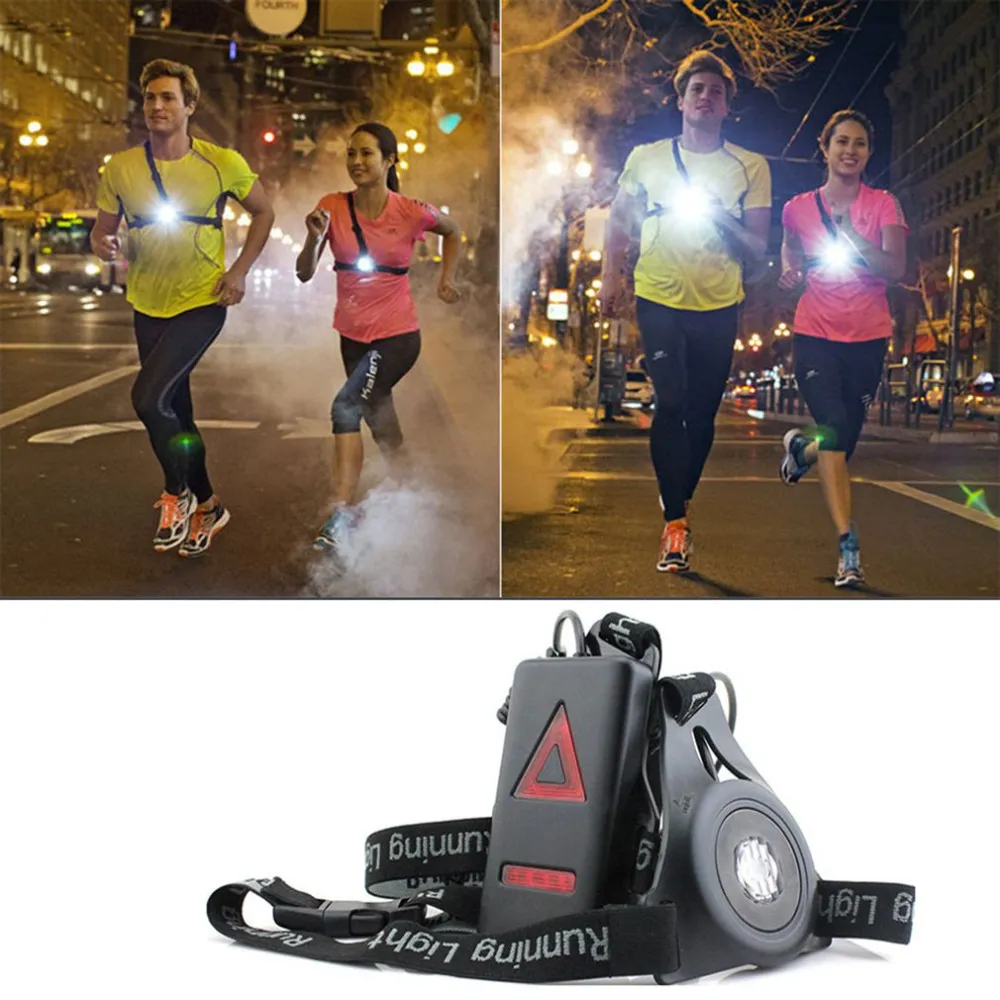 1200lm XPE Sports de plein air feux de course Q5 LED feux d'avertissement de course de nuit USB Charge poitrine lampe torche à lumière blanche