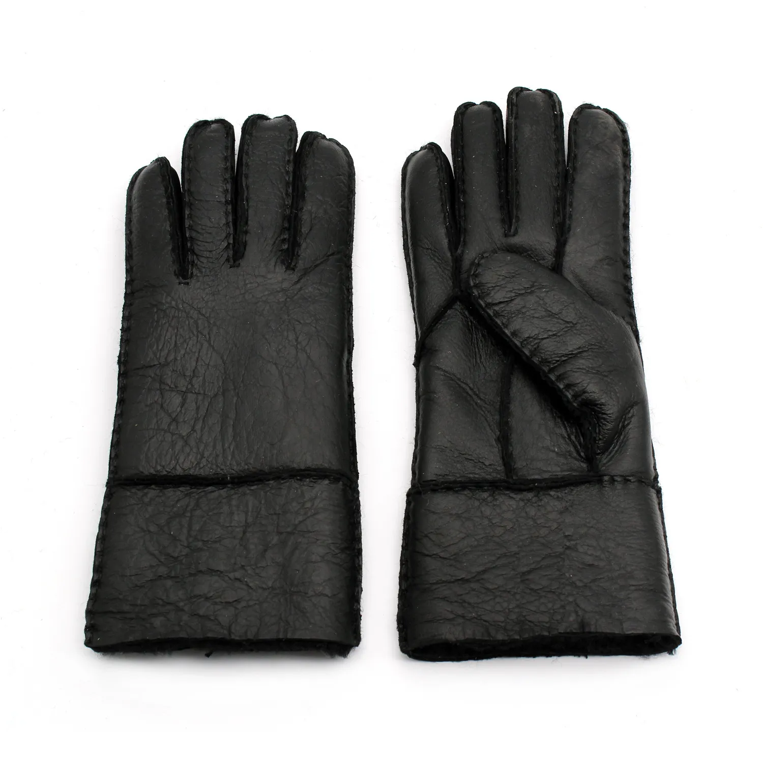 Hoogwaardige vrouwen volledige schapenvachthandschoenen vijf vingers lederen mode dames winter warme handschoenen st-w011