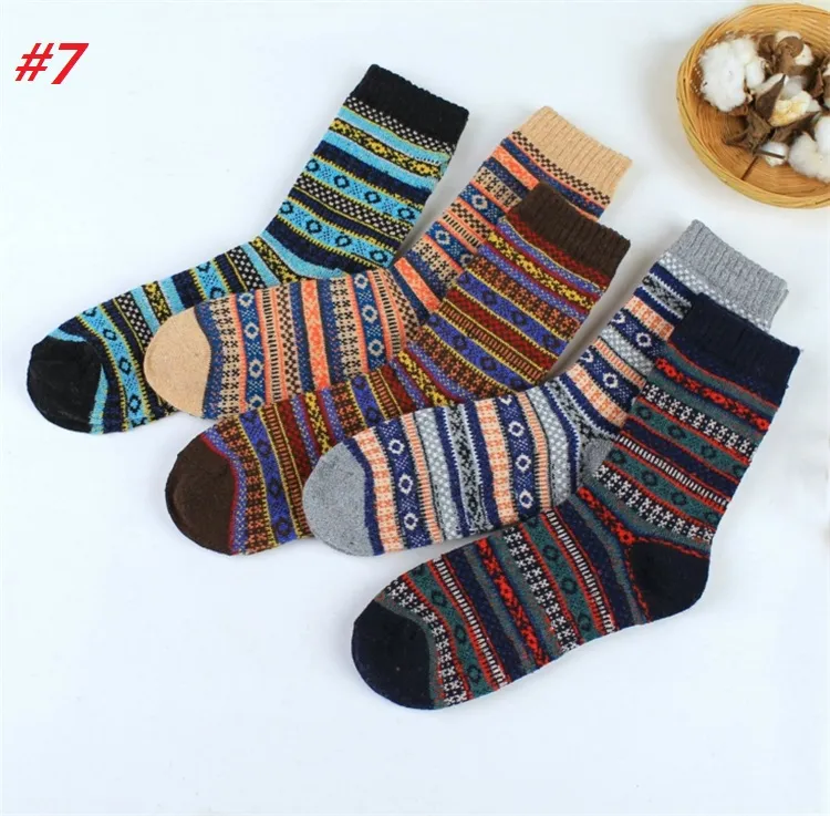 Newes ull strumpor ny stil kvinnor män vinter termiska varma strumpor mode färgglada tjocka strumpor damer tjejer retro kaninull casual sock bab59