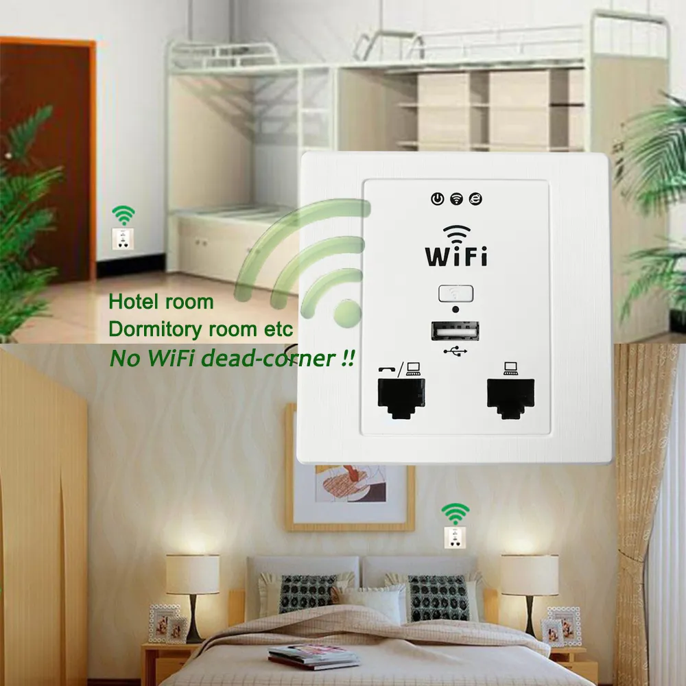 OUTENGDA WPL6058 Presa a muro interni 86 con pannello bianco da disegno con punto di accesso wireless WiFi inWall AP