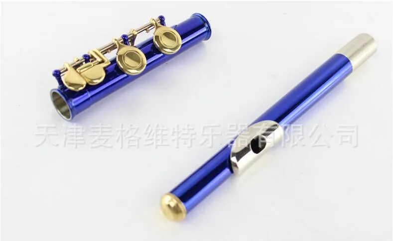 MARGEWATE 16 Hole Closed C Tune Concert Musical Instruments Flute Cupronickel Body Unique Blue Surface Flute With E Key And Case8865431