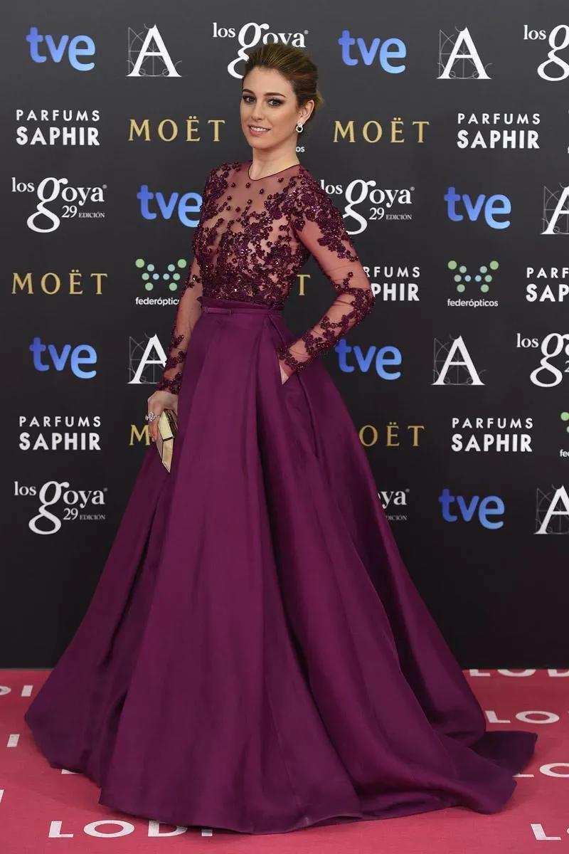 Długie rękawy Zuhair Murad Suknie Wieczorowe Koraliki Sheer Neck Illusion Bodice Bal Sukienka Cekiny Runaway Formalne Red Carpet Party Suknie