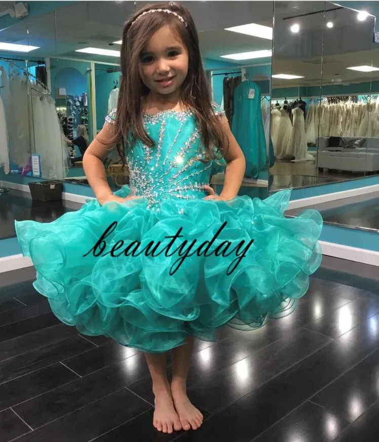 Vestidos de pageânia da menina vestidos 2019 Crianças Crianças Vestido de Bola Glitz Flor Menina Vestido Casamentos Organza 4 6 8