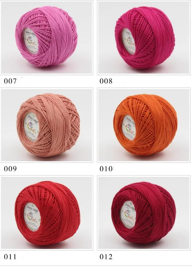 1ball = 50g Lace Garn 100% bomullsgarn för hakning Fint kammat garn med 2,5 mm virka 50g / st Gratis skepp