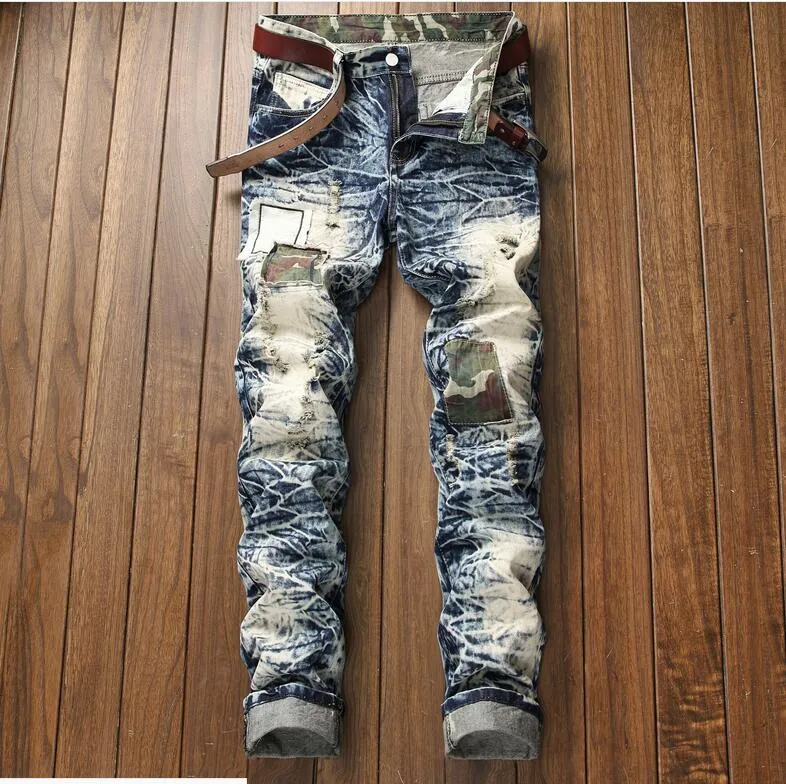 Men's Distressed Ripped Skinny Jeans patch Designer Jeans Slim Motorcycle Moto Biker Causal Mens Denim Pants Hip Hop Men Jeans txddbl