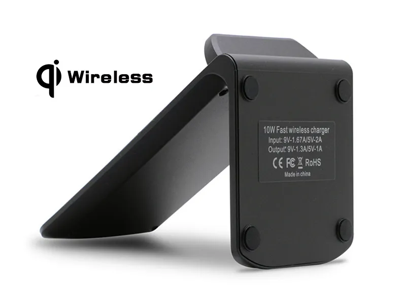 Snabb laddare Qi Wireless laddningsstativ för Apple iPhone x 8 8Plus Samsung Note 8 S8 S7 med 2 spolar4330724
