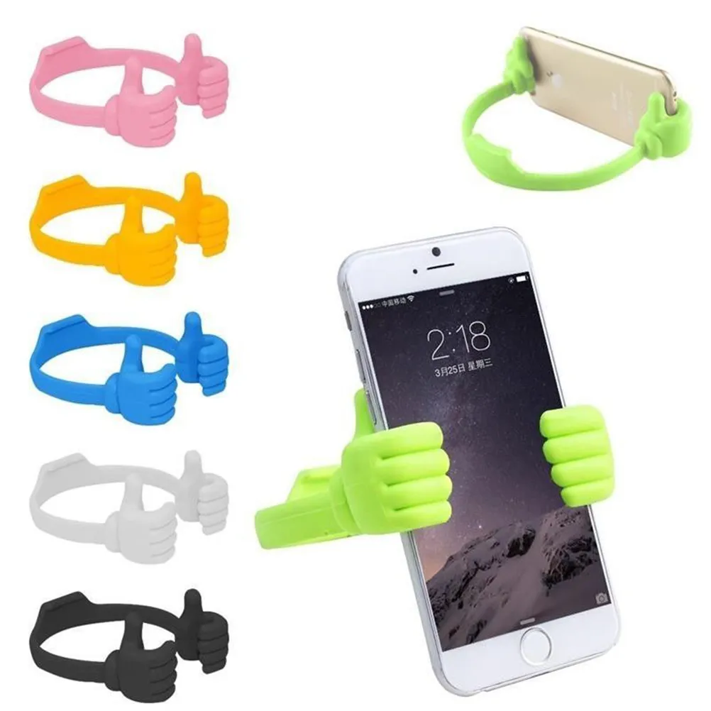 Mode Mini Plastic OK Stativ Thumb Design Universal Portable Phone Stand Holder Mount för iPhone 6 Plus Samsung Galaxy S6 S5 HTC iPad Air