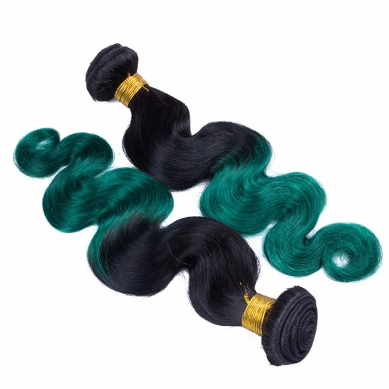 Extension de cheveux verts deux tons avec fermeture à lacets, mèches naturelles Body Wave ombrées, cheveux européens doux et lisses, 3 pièces