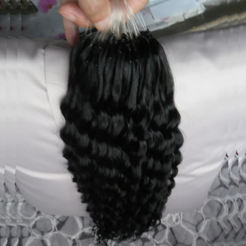 100g Deep Wave Loop Micro Anel Cabelo 100% Humano Micro Bead Links Máquina Machine Feito Remy Hair Extension