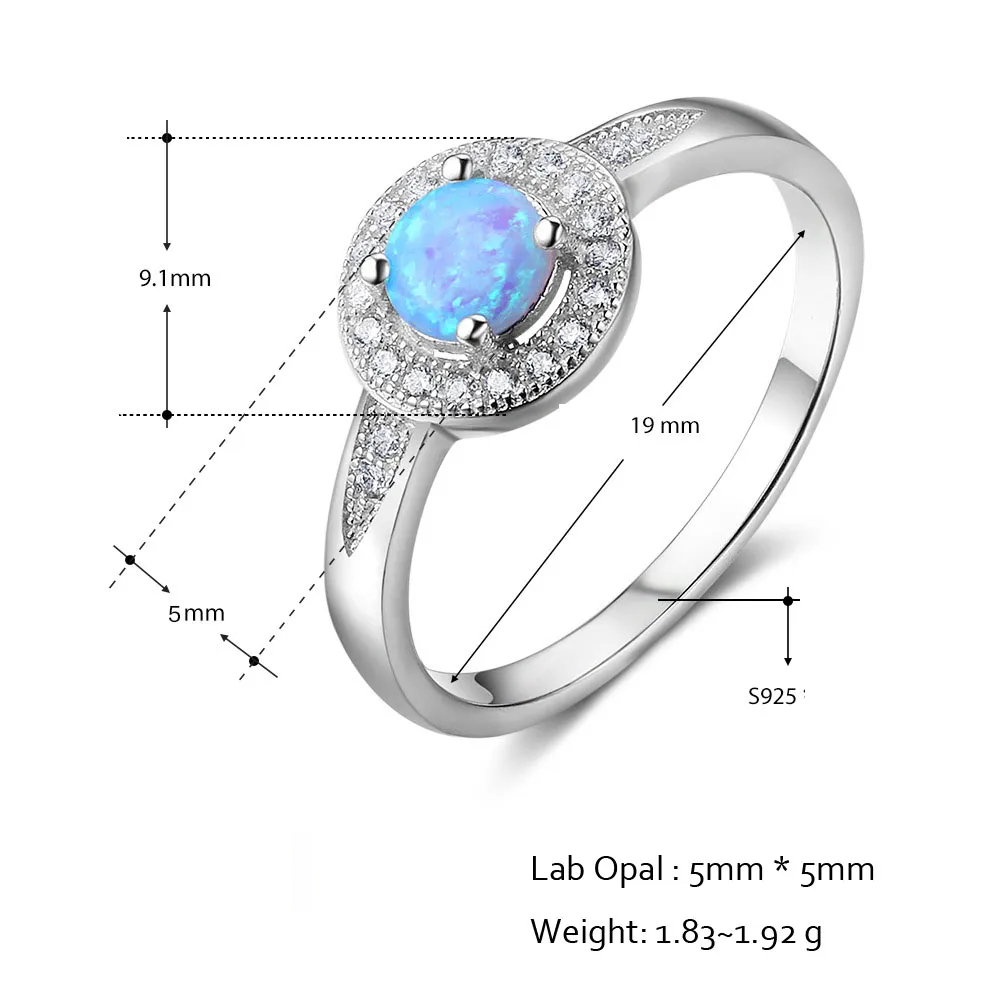 6 Mix Design Dobra jakość Elegancka Blue Lab Fire OPAL Pierścień Solidny 925 Srebrny srebrny biżuteria prezentowa wykonana w Chinach czeskie pierścienie
