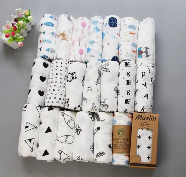 62 스타일 아기 모슬린 Swaddles 100% 면 담요 보육 침구 신생아 Swadding 목욕 타월 122x122cm