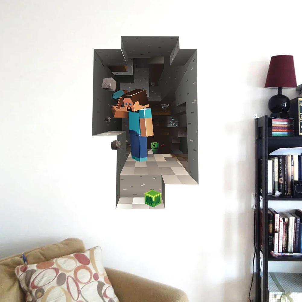 Nueva etiqueta de la pared 3D para la habitación de los niños papel tapiz decoración del hogar juego Enderman pegatinas de pared 50 70cm248s8074444