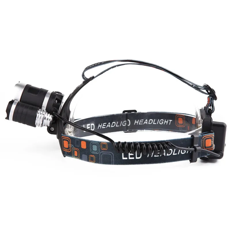 Outdoor 3 T6 LED Headlamp Portable Camping Arbetsjakt Ficklampa Torch Lantern Headlights med batteriladdare