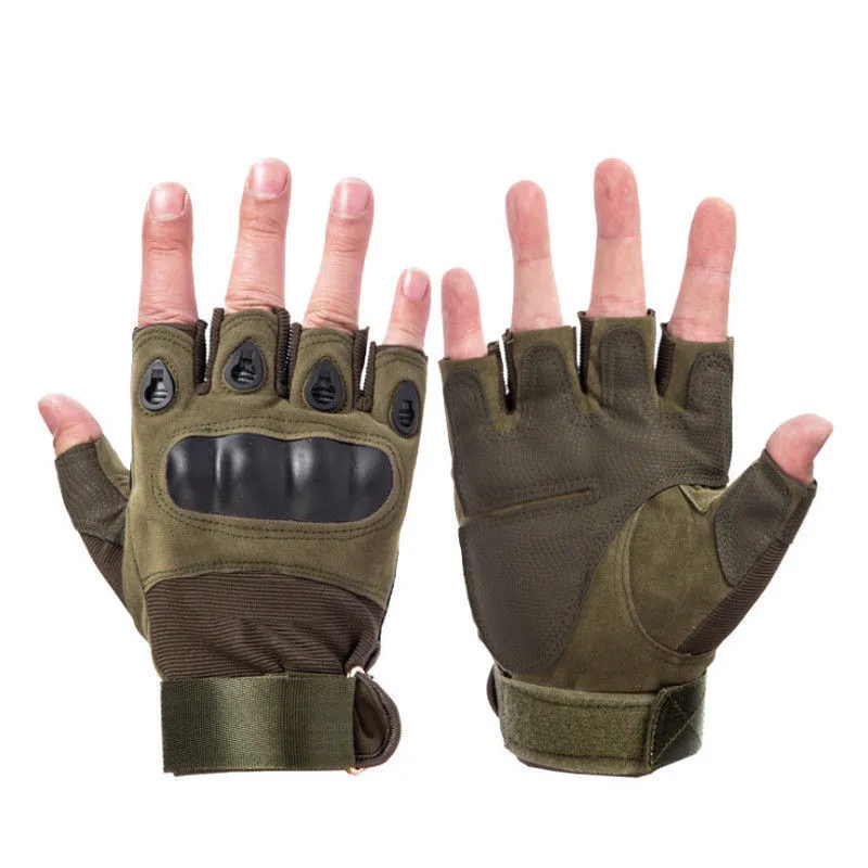 Tactical Hard Knuckle Guanti mezze dita Esercito da uomo Combattimento Caccia Tiro Airsoft Paintball Police Duty - Senza dita