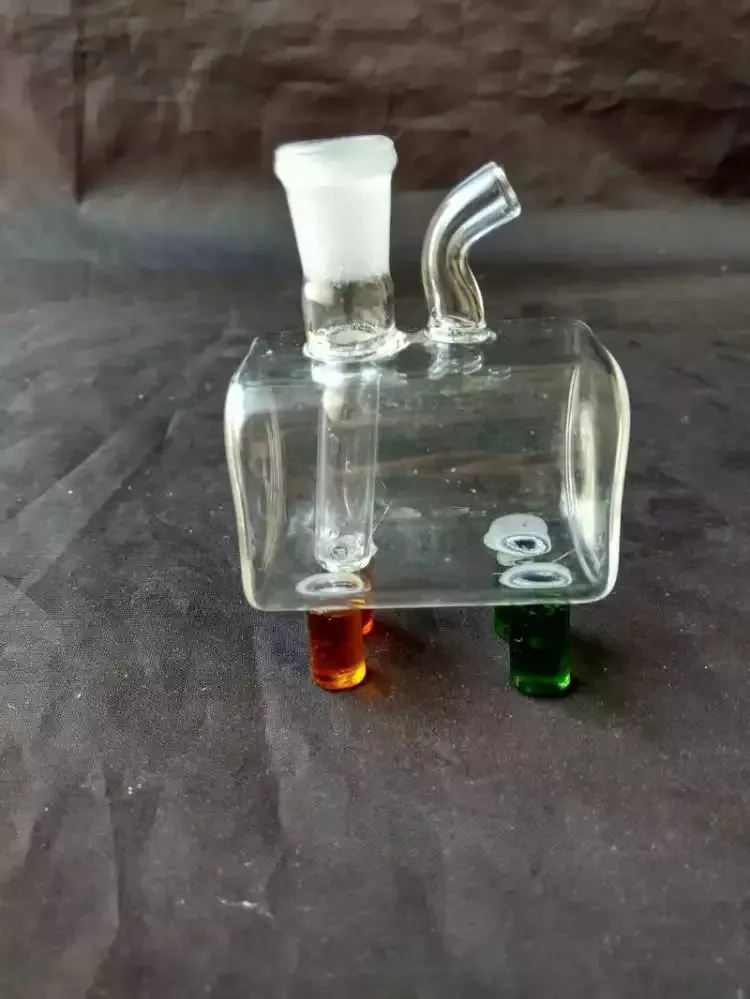 Petite bouteille d'eau carrée Bangs en verre en gros Brûleur à mazout Tuyaux d'eau en verre Plates-formes pétrolières Plates-formes pour fumer