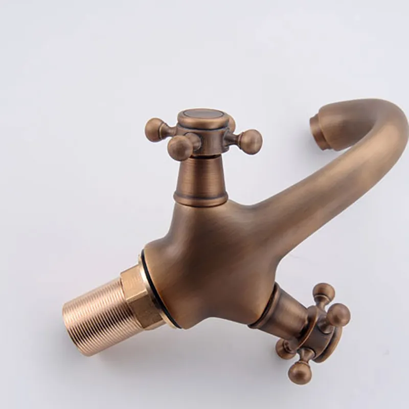 Lyxig Vintage Retro Antik Mässing Enkel Dual Handtag Badrum Sink Faucet Tavling Kran Basin Sink Faucet Contemporary