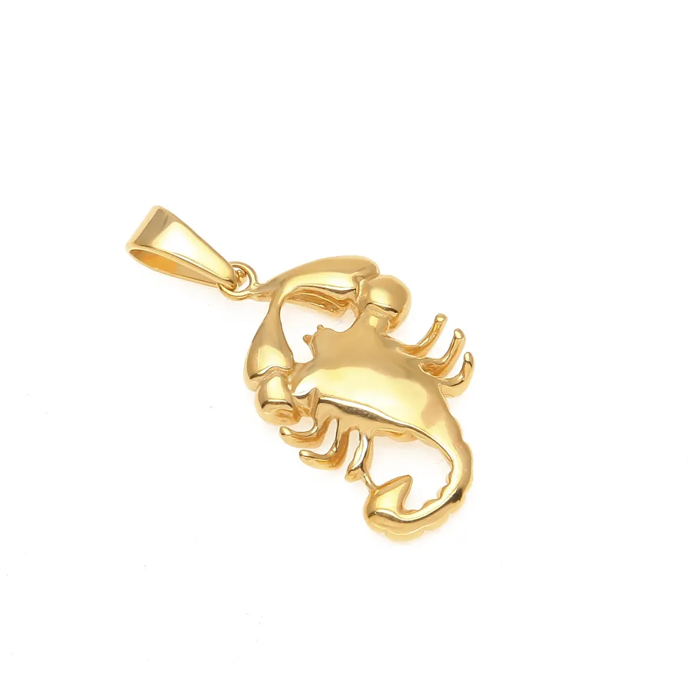 Uomo Nuovo Acciaio inossidabile Scorpione Pendenti Collane Collana con ciondolo animale color oro Moda Gioielli hip hop189g