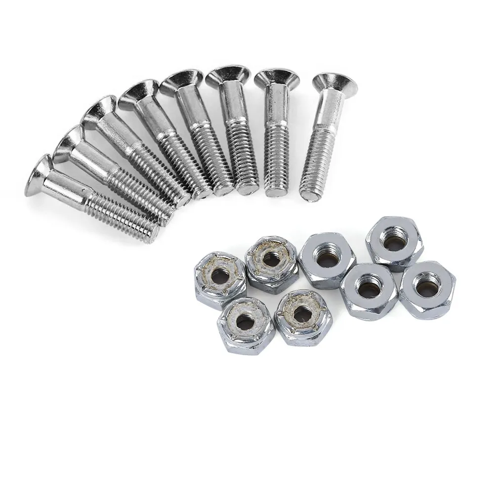 Professional Skateboard Customized Parts Hardware Bolts and Nuts Kingpin in Bulk 8pcs Skateboard Screw Nut Repair Tool