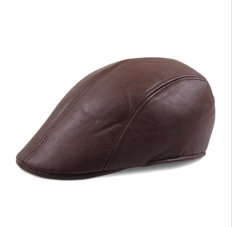 Béret en cuir PU pour femmes unisexe gavroche visière bec de canard casquette plate bord incurvé conduite Cabbie Gatsby chapeau