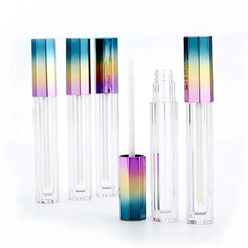 5ML élégant vide octogonal 3 couleurs dégradé brillant à lèvres Tube brillant à lèvres cosmétique conteneur liquide rouge à lèvres bouteille de stockage