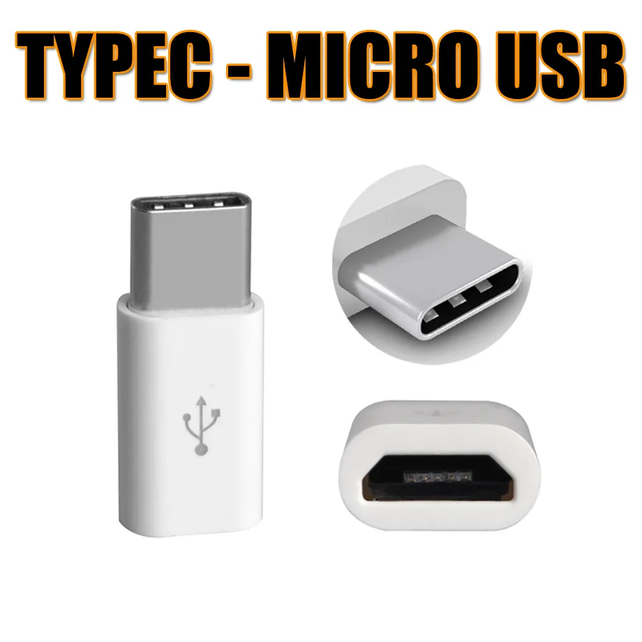 Adattatore di tipo C Convertitore da USBC a Micro USB V8 Ricarica Sincronizzazione dati Trasporto per MacBook NoKia Samsung S8 Nota 8 DHL