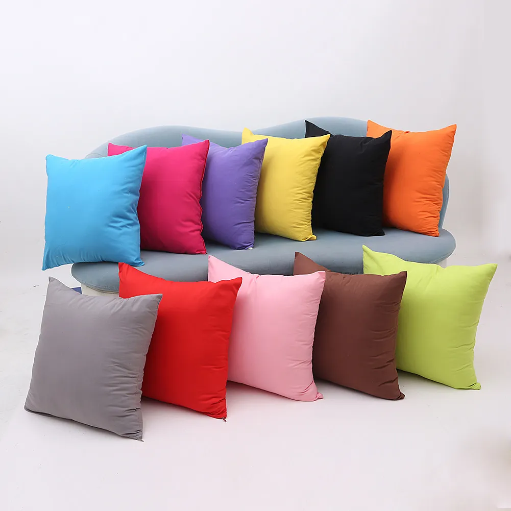 Home Sofa Throw Pillowcase Pure Color 45 * 45CM Polyester Cushion Cover Blank Christmas Decor Gift Free Shipping