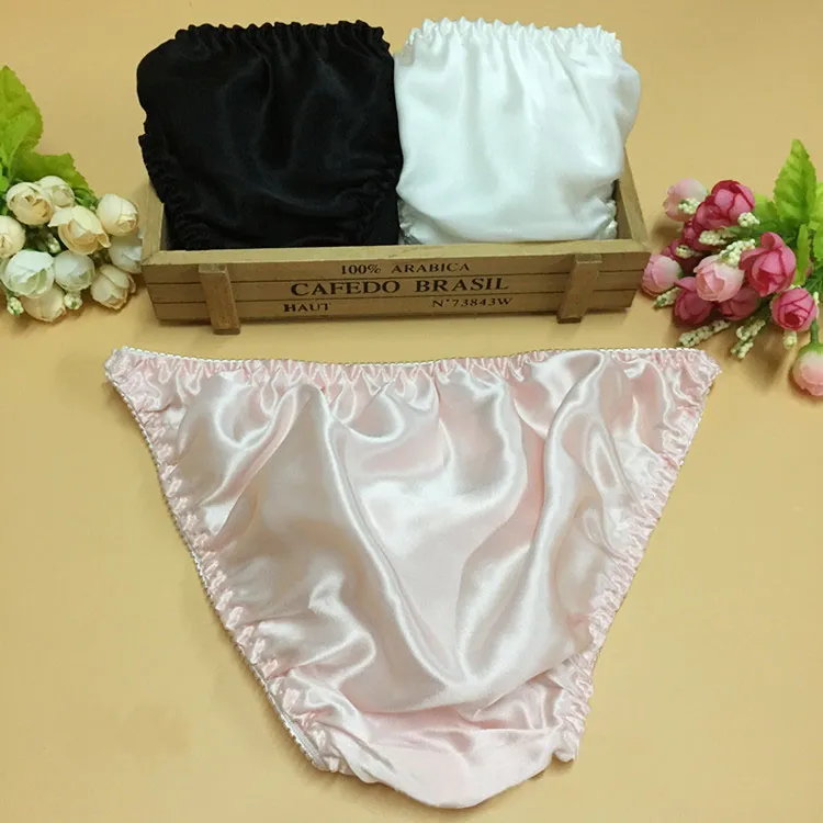 Kvinna Mulberry Silk Panties Sexig Satin Bikini Briefs Lady G-String Underkläder Kvinna 100% Silk Underkläder Fasta färger
