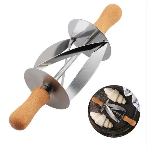Нержавеющая сталь прокатки резак для изготовления круассан хлеб колесо тесто кондитерский нож деревянной ручкой выпечки кухонный нож C730