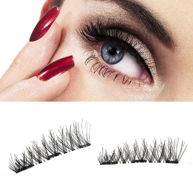 3 Manyetik Kirpik 3D El Yapımı Yanlış Eyelashes Vizon Kullanımlık Mıknatıslar Üçlü Doğal Yumuşak Saç Mıknatıs Göz Lashes 4 adet / takım