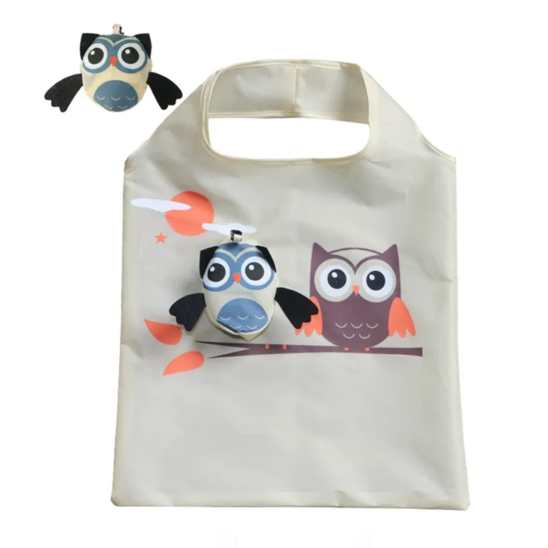 Sac pliant en forme de hibou Animal mignon, fourre-tout pliable et réutilisable, cadeau écologique pour dames, sac pliable de voyage Portable