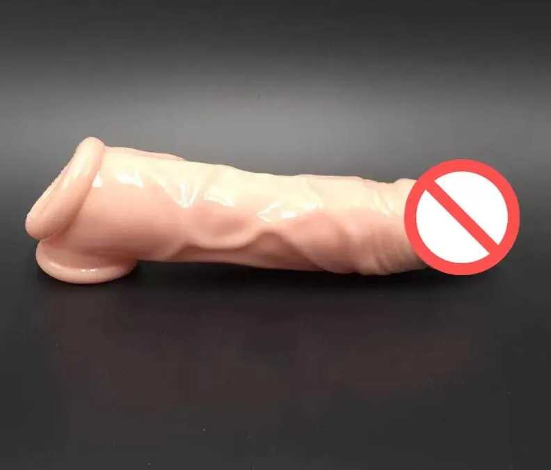 Manga peniana de silicone com anel de escroto extensor de pênis ampliar 1 cm aumentar 4 cm artefatos sexuais brinquedos sexuais para homens 4745699