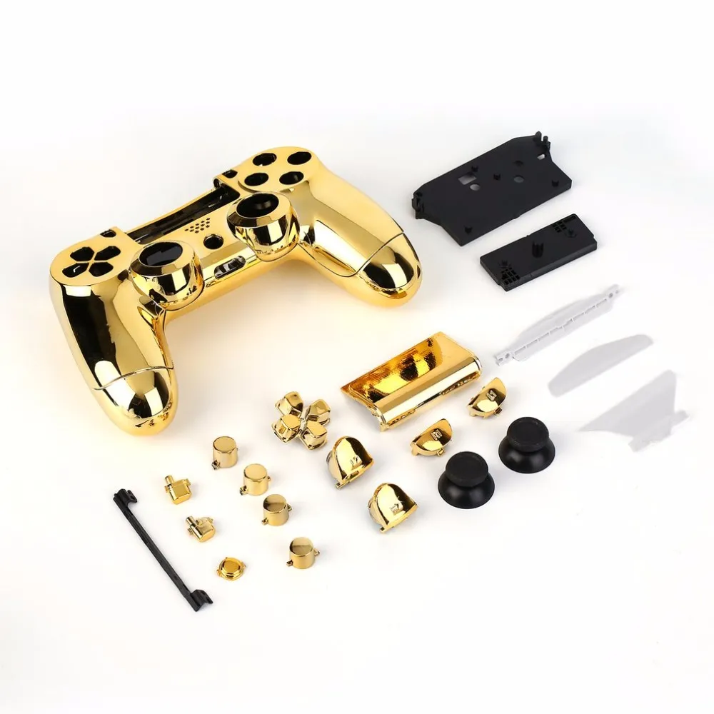 Freeshipping Tam Konut Shell Kılıf Cilt Kapak Düğmesi Playstation 4 PS4 Denetleyicisi Için Tam Düğmeler Mod Takımı Yedek Set Altın