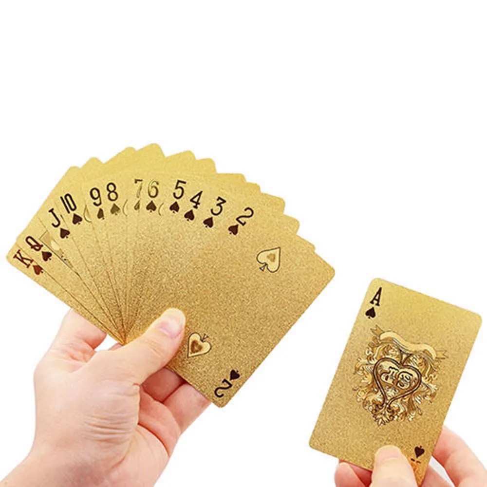 Cartes à jouer de jeu Collection de cadeaux de poker plaqués feuille d'or 24K Deck imperméable durable Cartes imperméables durables