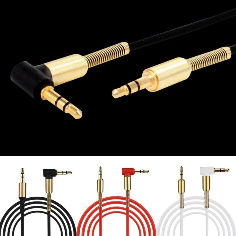 Aluminium Legering Auto Aux Cables 3.5mm Mannelijk naar Mannelijke Rechtse Hoek Auto Hulp Audio Kabel voor Telefoon PDA MP3 Auto Stereo