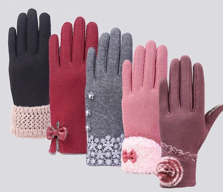 Gants pour femmes, gants pour écran tactile, gants chauds d'hiver en polaire à cinq doigts, multi-styles