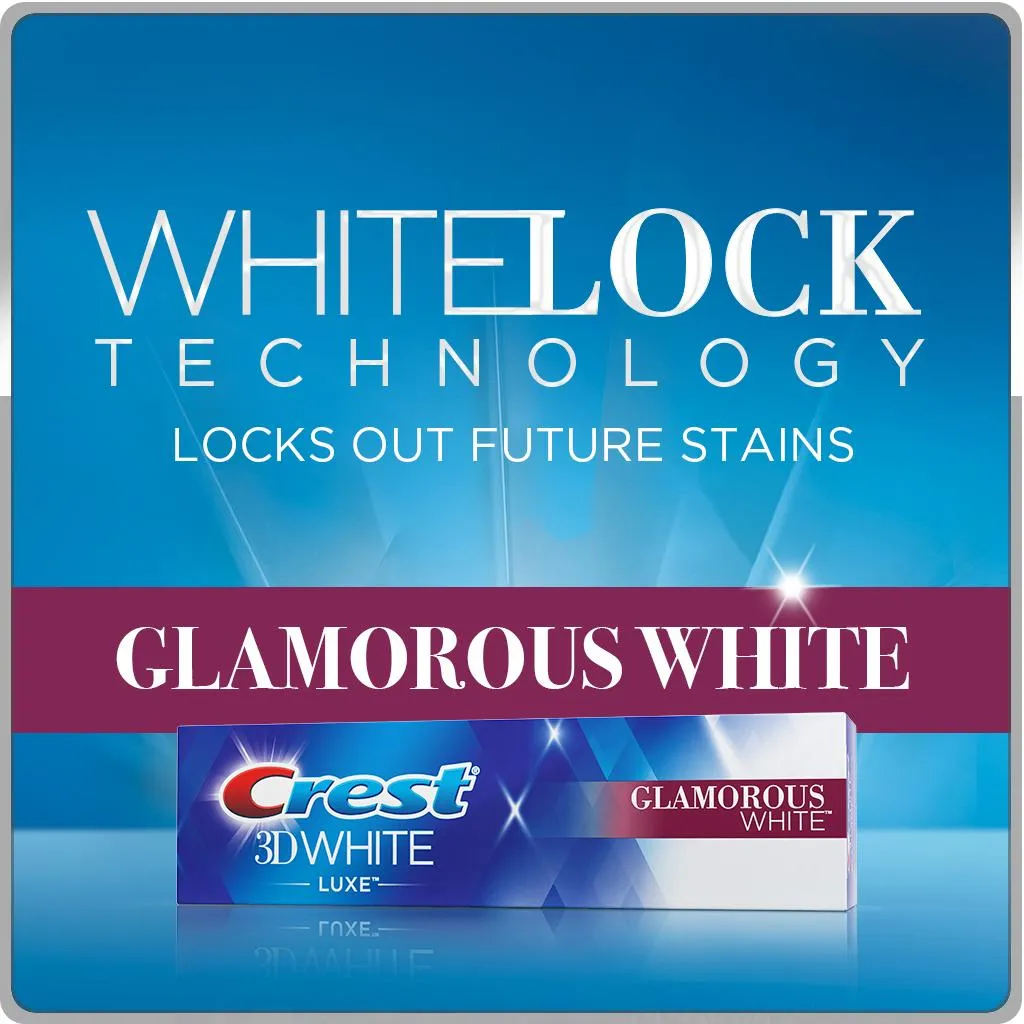 2 Crest 3D White Luxe Glamorous White Dentifrice à la menthe vibrante avec 4 brosses à dents Pulsar de Luxe blanchissant les dents Kit225V7200572