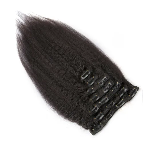 مقطع في شعر الإنسان تمديد 8 قطع و 120 جرام / مجموعة اللون الطبيعي الخشنة ياكي غريب مستقيم كليب في ملحقات الشعر
