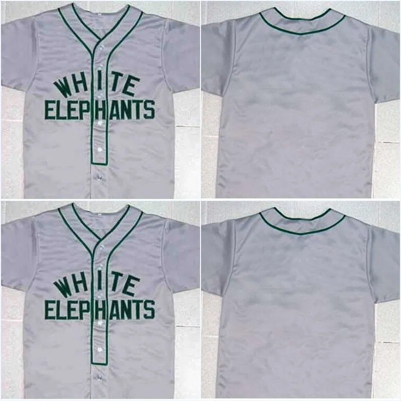 Mężczyźni Denver White Elephants Button-Down Jersey Negro League Gray All Ed szyte wysokiej jakości darmowe koszulki wysyłkowe