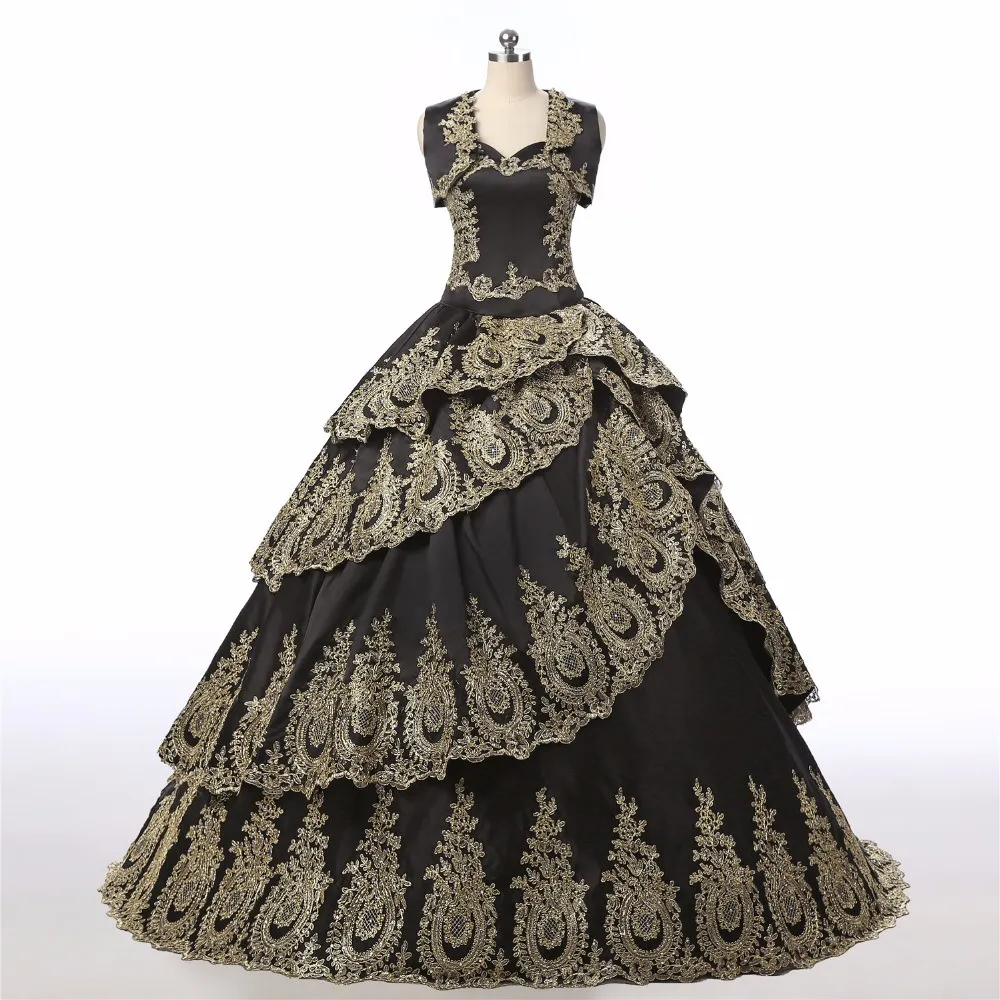 black wedding dress with gold accents Gothic Black Wedding Dress