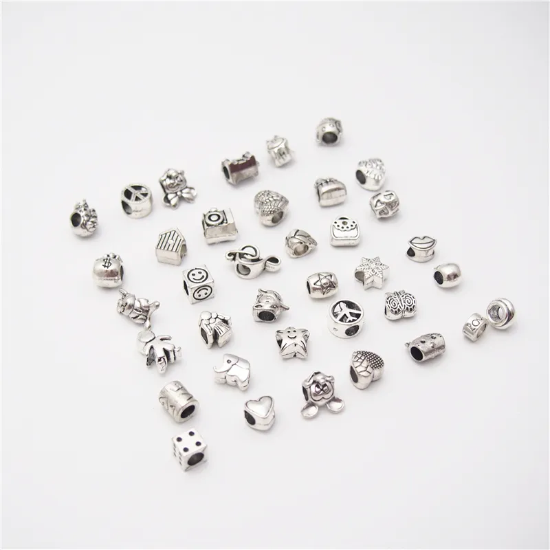 Promotie Mix 28 verschillende soorten Alloy Charm Bead Europese Retro Style Sieraden voor armband ketting New4107238