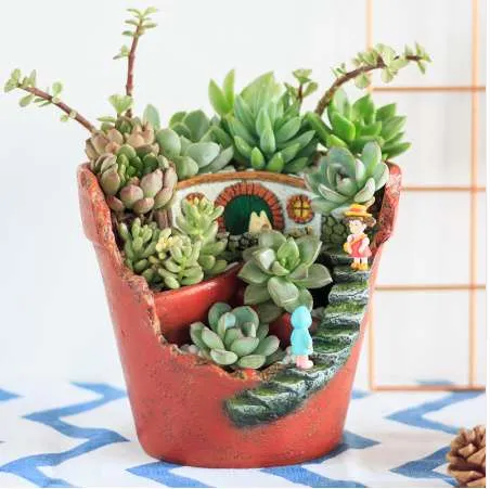Ausgefallener Harz-Sukkulenten-bertopf, Blumen-Bonsai-Topf,  Garten-Kruter-Trog-Kasten-Korb, exquisite Blumentpfe