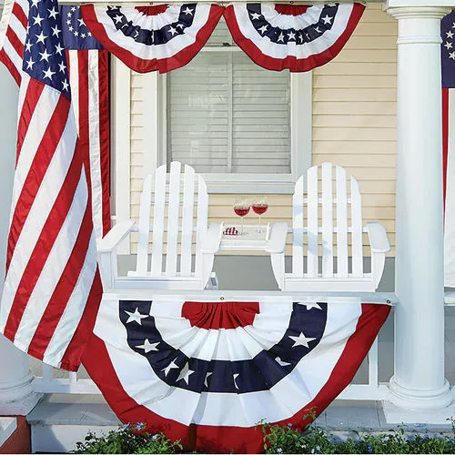 1,5x3 фута печатные полоски звезды США плиссированный веер овсянка флаг полубаннер для украшения 4 июля день независимости