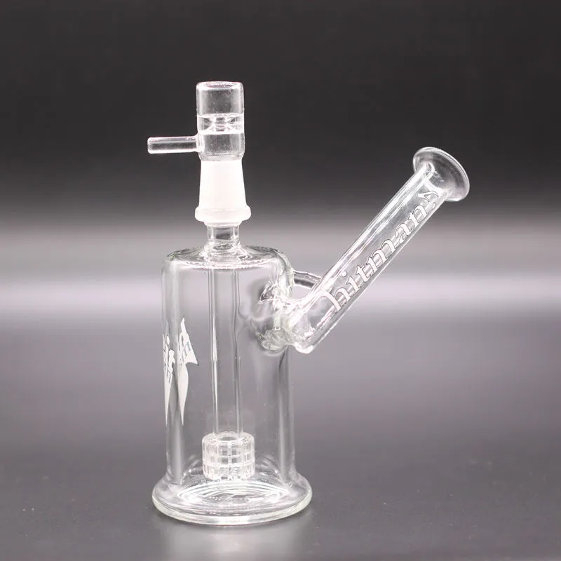 Novo Real Image Hitman Mini Glass Bongs plataformas de petróleo Gaiola em linha perc Cachimbo para fumar Dab Rigs Cachimbos de água Bong com junta macho de 14 mm