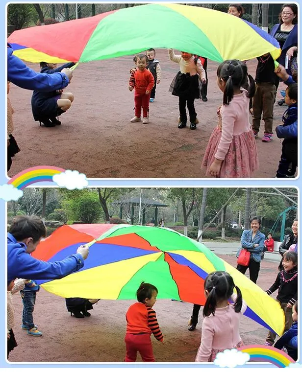 2m 78inch Child Kid Sports Development Outdoor Rainbow Umbrella Parachute Toy Jumpsack Ballute Play Parachute Promotion3826945